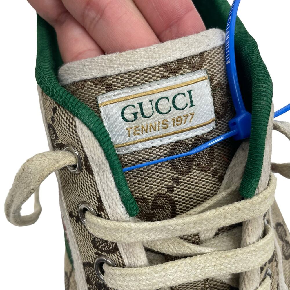 Gucci GG 1977 Tennis Sneakers Lace Up Beige Ebony Original Men Size 9/ 9.5 - Picture 12 of 14
